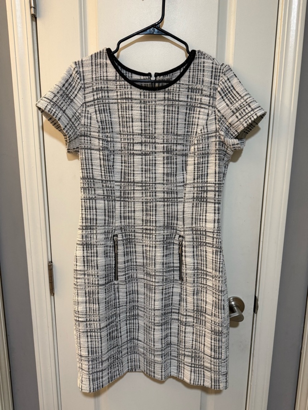 House of CB Black & White Plaid Short-Sleeve Dress